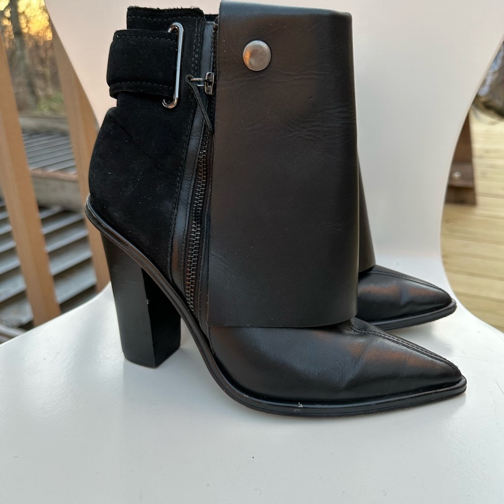 Tibi Black Leather Booties